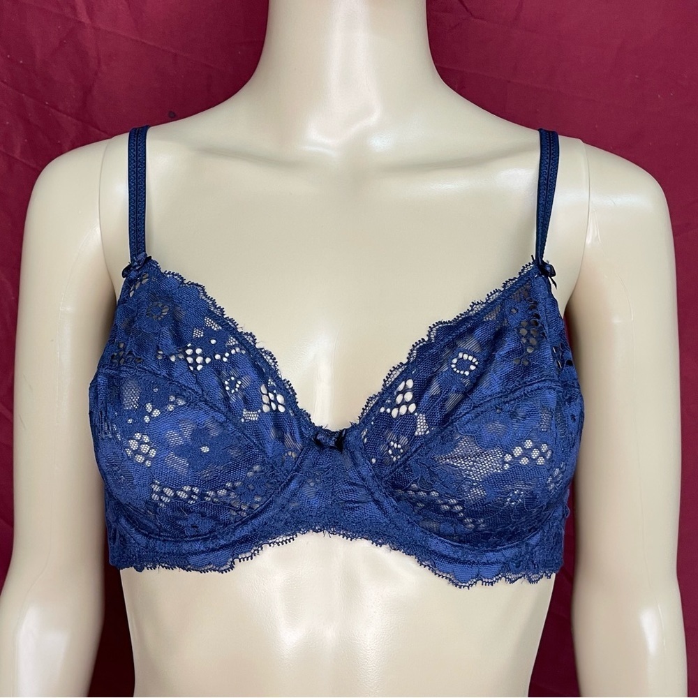Adored By Adore Me Blue Lace Chelsey Bra Size 34C